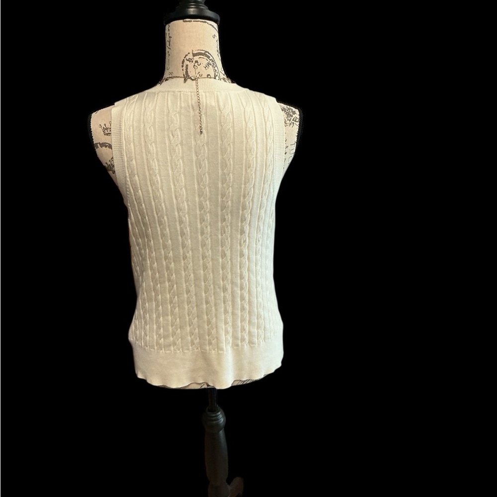 Marled Ivory Cable Knit Tank Top XL - Picture 3 of 6